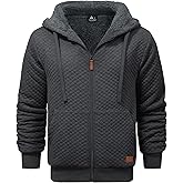 ZITY Men's Zip Up Hoodie Sherpa Lined Heavyweight Jacket Waffle Knit Fleece Thick Winter Warm Sweatshirt