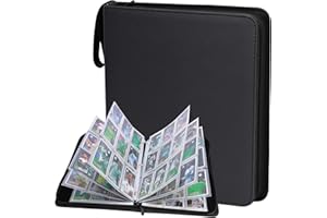 POKONBOY 900 Pockets Trading Card Binder Sleeves Baseball Card Binder Sleeves, Trading Card Holder Carrying Card Case Fit for Baseball Cards, Trading Cards, Football Cards (Black)