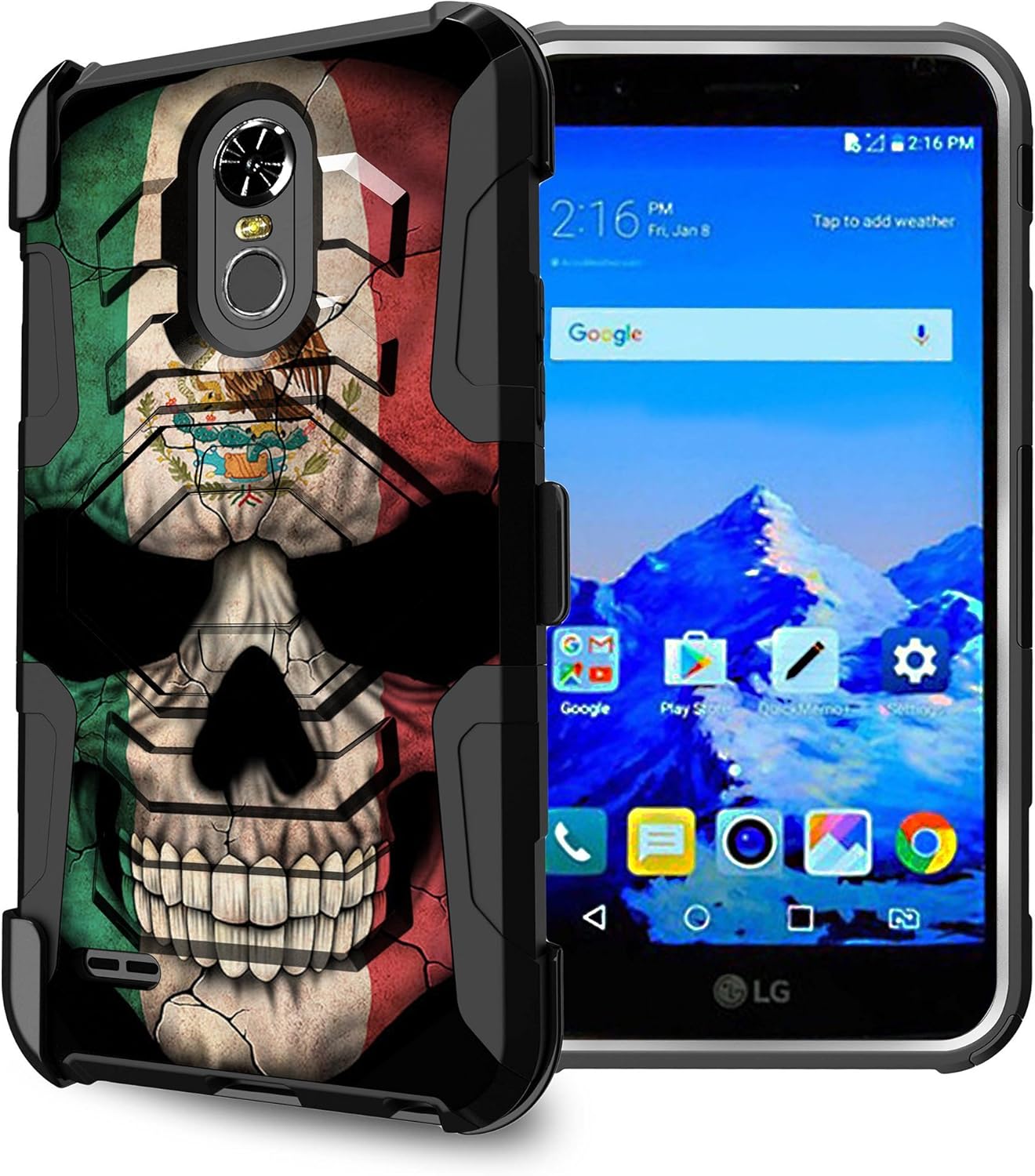 Best lg stylo 3 skull phone case with kickstand