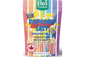 Popcorn Salt (1lb 454g) MADE IN CANADA – Ultra-Fine, Flavored Salt for Perfectly Seasoned Popcorn and Snacks BY ELO’S PREMIUM