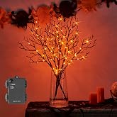 LITBLOOM Halloween Tree Branch Lights with Timer 75 Orange Fairy Lights, Lighted Black Twig Branches Battery Operated 21IN for Fall Halloween Decor Inside Outdoor