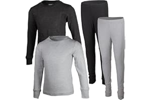BROOKLYN VERTICAL Boys 4-Piece Thermals Set | Long Sleeve Shirt, Pants Ages 1-16