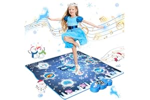 SKYCOMET Dance Mat, Ice and Snow 6-Button Princess Dance Mat for Kids Ages 4-8, Bluetooth Music Control, 13 Built-in Music, 6 Game Modes, 3-10 Year Old Girl Gifts