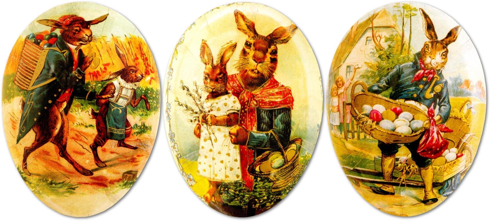 Easter Eggs for Easter Basket Stuffers Easter Egg Hunt, Vintage Easter Decor, Fillable Paper Mache Easter Eggs, Easter Gifts 4.5 Inches Set of 3
