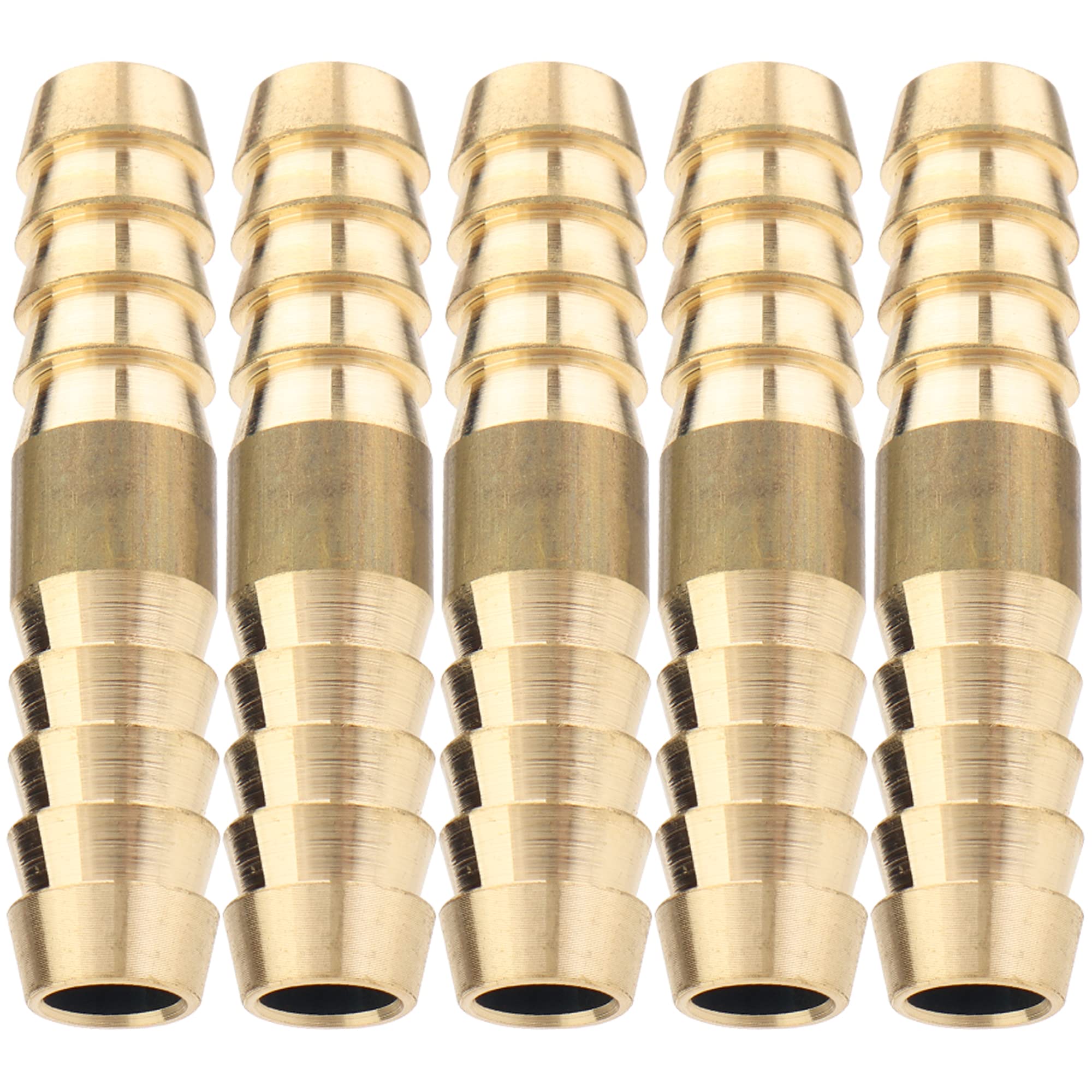 LTWFITTING 8mm Brass Hose Barb Connector 2 Way Straight Coupler Fitting for Vehicle Fuel System, Car Heater and Cooler (Pack of 5)