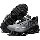 Hogent Steel Toe Shoes for Men Women Composite Toe Work Sneakers Indestructible Safety Tennis Shoes Lightweight Breathable Construction Sneakers Puncture Proof Air Cushion Ergonomic Design