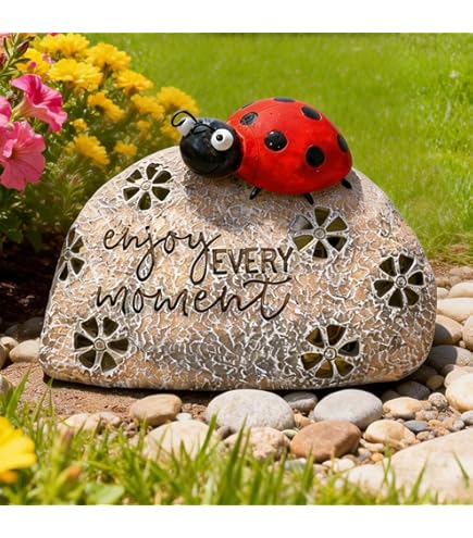 Solar Ladybug Garden Lights For Outside: Waterproof Swaying Outdoor Light For Garden Decor Yard