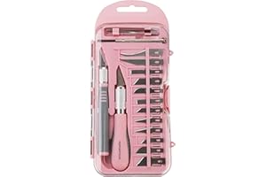 FantastiCAR Craft Knife Precision Cutter Hobby Knife Blades Set (18pcs) for Art Work, Scrapbooking, Stencil, Architecture Modeling, Wood Leather Working (Pink)