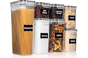 Shazo 7PC Food Storage Containers with Lids, Airtight Food Storage Containers Set for Pantry Organization, BPA Free Kitchen C