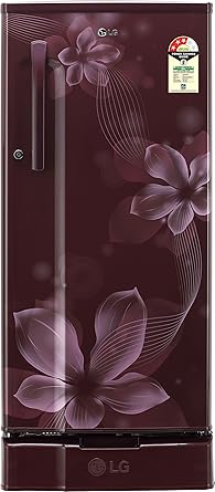 LG 188 L 3 Star Direct Cool Single Door Refrigerator(GL-D191KSOW.ASOZEBN, Scarlet Orchid, Base Stand with Drawer, Smart Inverter Compressor)