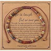 ElevateTech Inspirational Gifts Bracelets for Women Strength Bracelet Healing Natural Stone Bracelets Encouragement Gifts Strength Bracelet Get Well Soon for Women Mom Friends Sister Daughter Gift