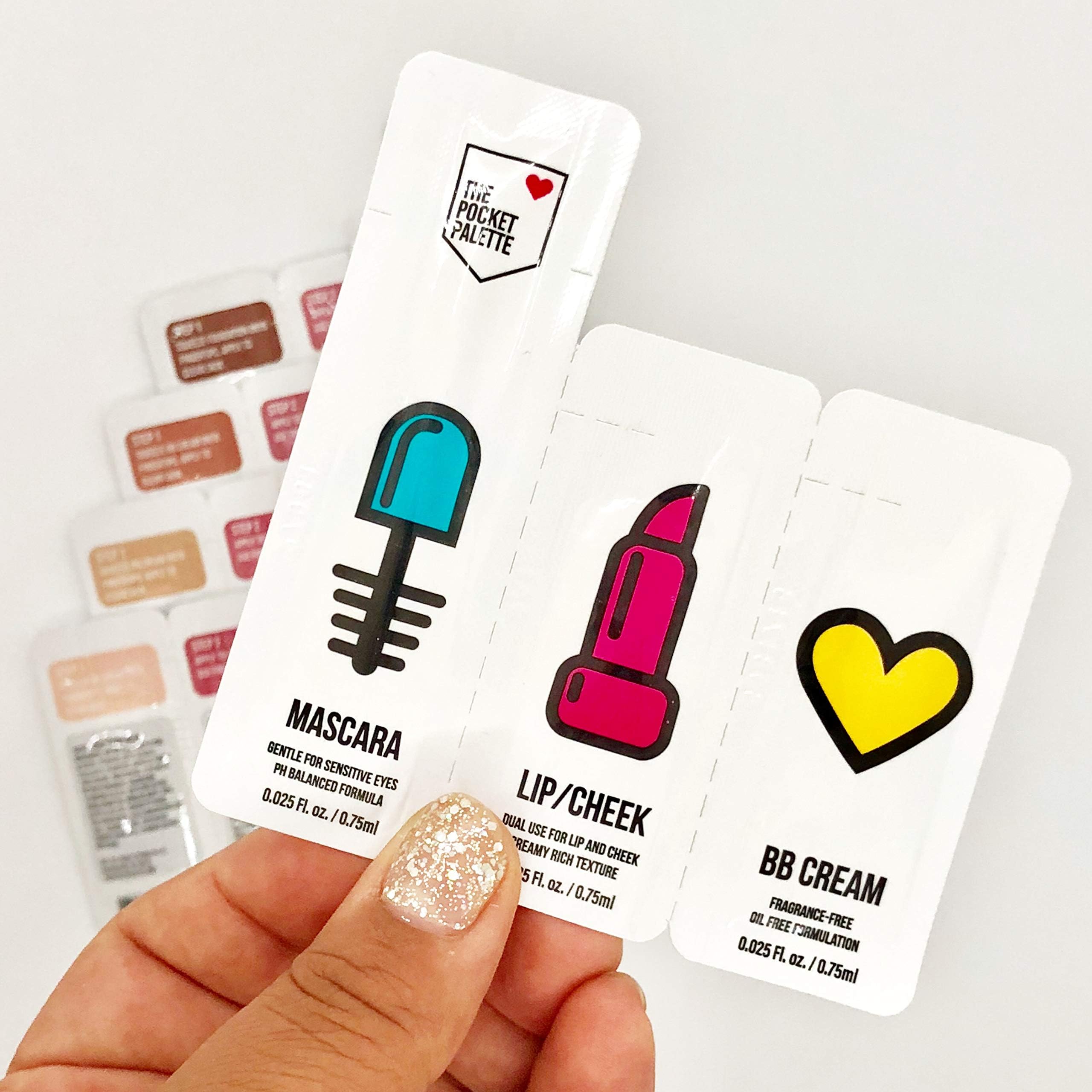 (Makeup Pocket Palette/Shade Color - Dark) (Pack of 3) - Includes Mascara Lipstick & BB Cream - Unique Travel Size Cosmetics - Perfect Ladies Gift For Any Party Or Holiday