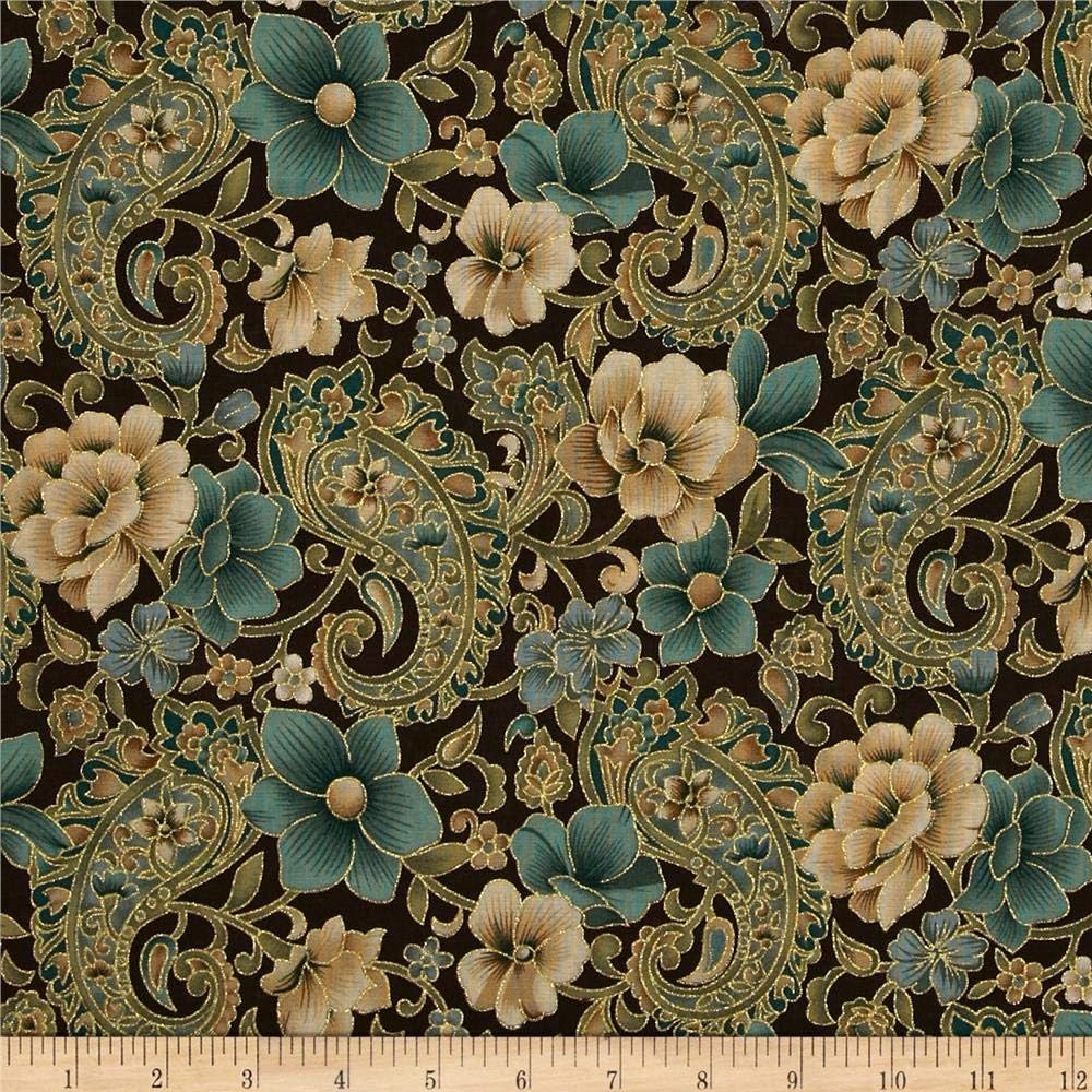 Amazon.com: Fabric Traditions Marrakech Metallic Paisley Floral Brown