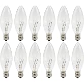 Creative Hobbies&reg; Replacement Light Bulbs for Electric Candle Lamps, Window Candles, &amp; Chandeliers - 7W Candelabra E12 Clear Incandescent C26 Torpedo 120V Steady Burning &ndash; 12 Pack