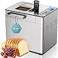 EUHOMY 25-in-1 Bread Maker Machine 2LB Breadmaker, Bread Machines with Nut Dispenser and Yeast Dispenser, 3 Loaf Sizes 3 Crust Colors, Dough Maker with Customized Options, Gluten-Free, Recipe, Gifts