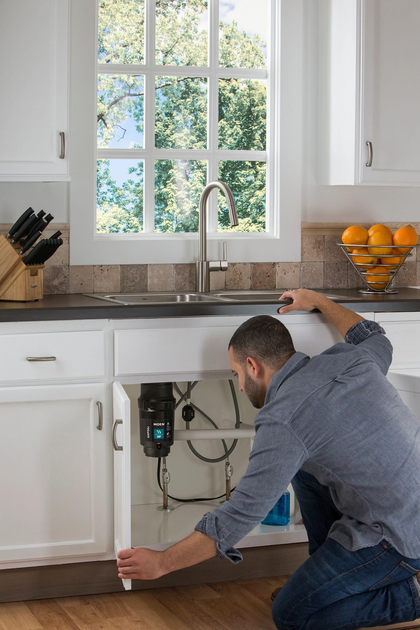 Moen Prep Series PRO Continuous Feed Compact Garbage Disposal for Kitchen Sink with Power Cord, GXP50C