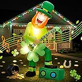 Leyndo 6FT St Patricks Day Leprechaun Inflatable Decorations Blow up Yard Decorations with Built in LED Lights for St. Patrick's Day Home Garden Lawn Party Outdoor Indoor Decor(Music)