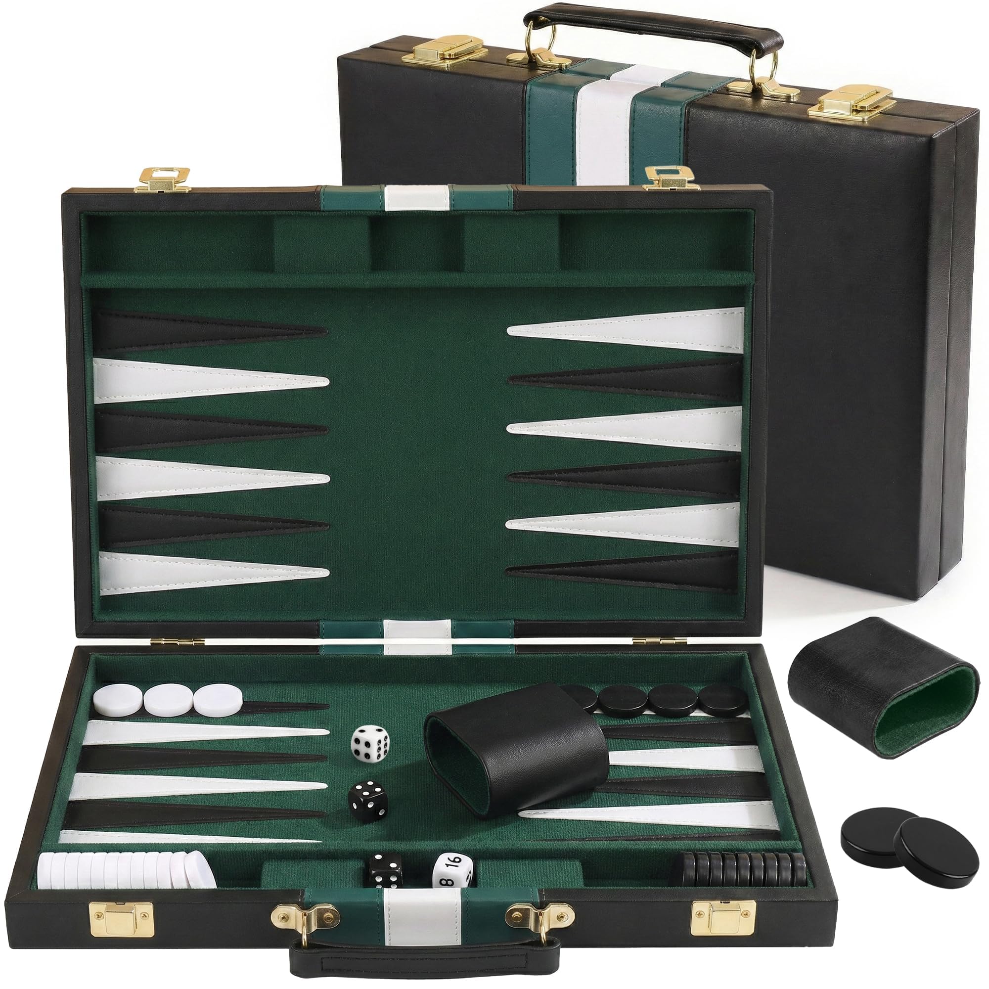 PUYUKO Backgammon Set, 11" Travel Board Game with Premium PU Leather Case & Dice for Adults, Back Gammon Gift Set for 2 Players, Kids & Family Fun