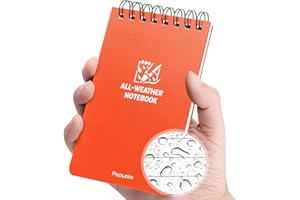 POPYOLA Waterproof Notebook, 1 Pack 3" x 5" Top-Spiral Pocket Notepad with 100 Squared Pages, Weatherproof Pocket Notebook for Police Outdoor Office School Recording