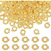 CHGCRAFT 100 Pcs Butterfly Spacer Beads Alloy Flower Bead Golden Flower Spacer Beads for Jewelry Bracelets Earrings Making