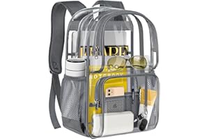PAMANO Clear Backpack Heavy Duty Transparent See Through Bag for College Work Travel Security,Gray