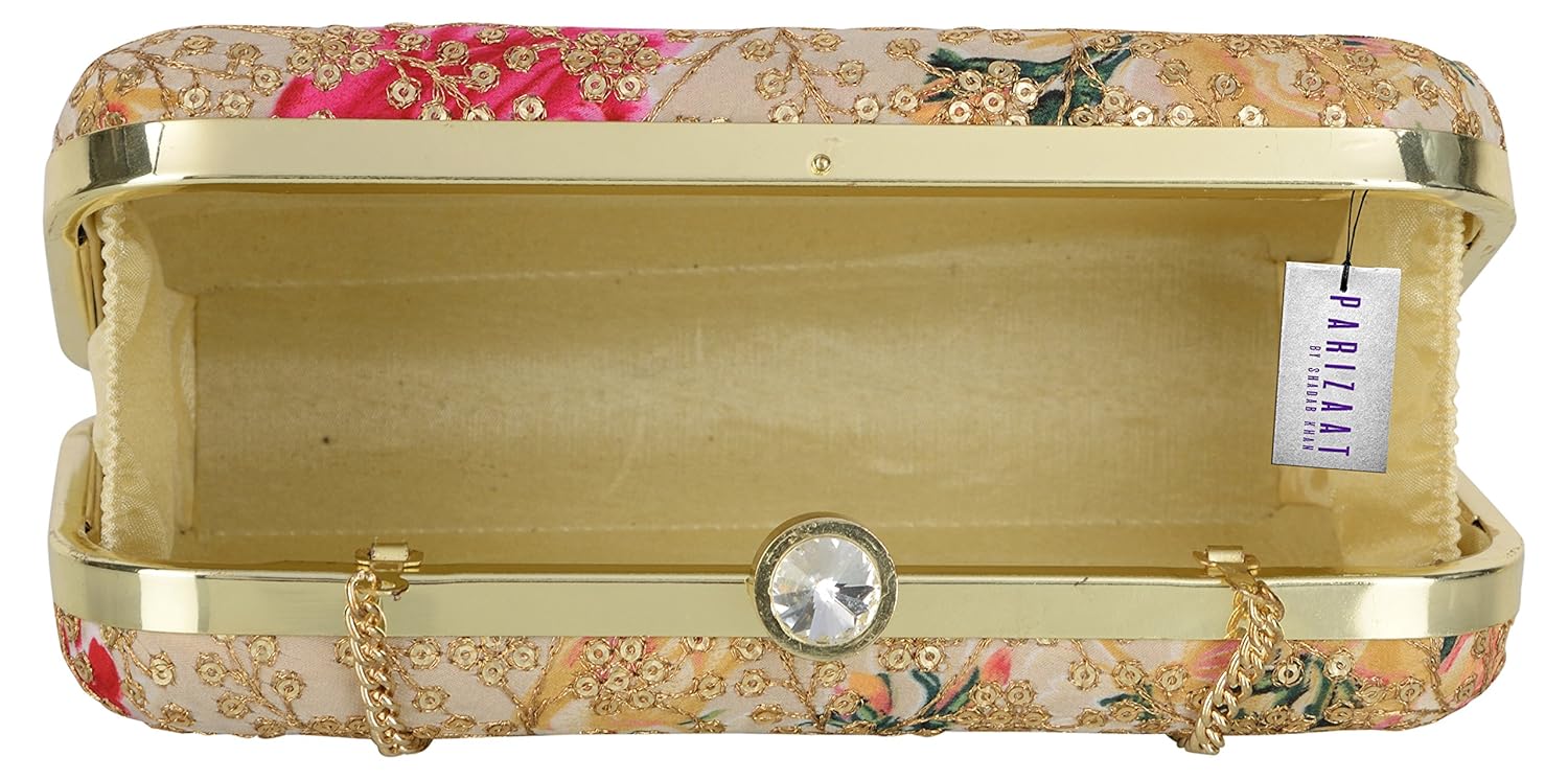 parizaat by shadab khan women's clutch (gold, bx8462)