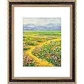 Golden State Art, 16x20 Vintage Ornate Finish Photo Frame with White Mat for 11x14 Picture & Acrylic Plexiglass. Color: Gold-Black