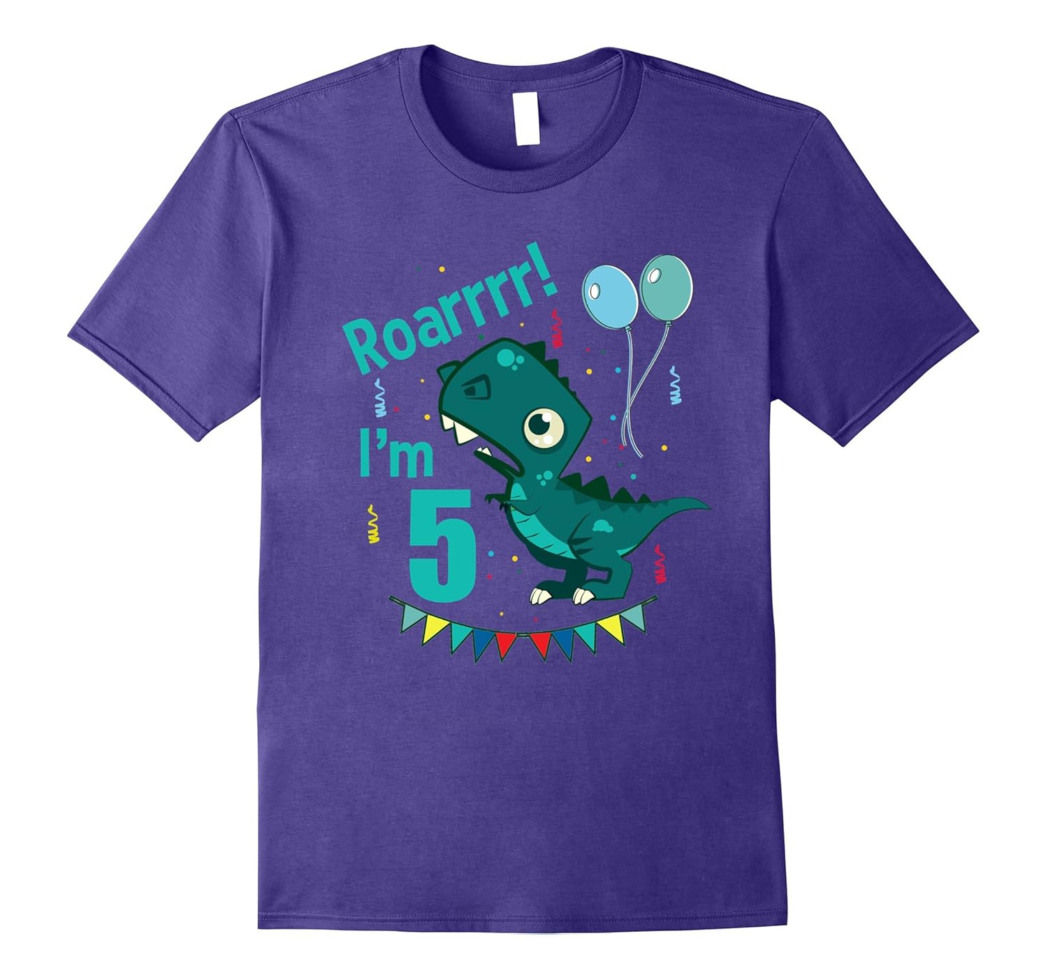 Kids Dinosaur Roar Gift Shirt 5th Birthday 5 Year Old-Rose