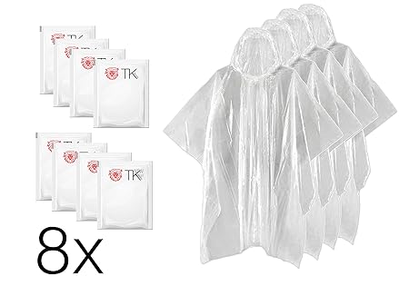 TK Gruppe Timo Klingler Regenponcho Regencape Poncho Regenjacke einweg transparent durchsichtig Kaputze wasserdicht Outdoor F