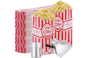 YSGLORY 1 Oz Popcorn Bags with Popcorn Scoop and Salt Shaker Small Popcorn Bags Individual Servings (200 Count) Pop Corn Bags Bulk for Party Popcorn Machine Supplies（202 PCS ）