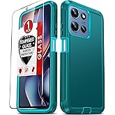 LeYi for Motorola Moto-G-2025 Case: [NOT FIT G Power] Moto G 2025 Phone Case with Tempered Glass Screen Protector, 3 in 1 Rugged Cover, Military Grade Shockproof Phone Case for Moto G 2025, Teal