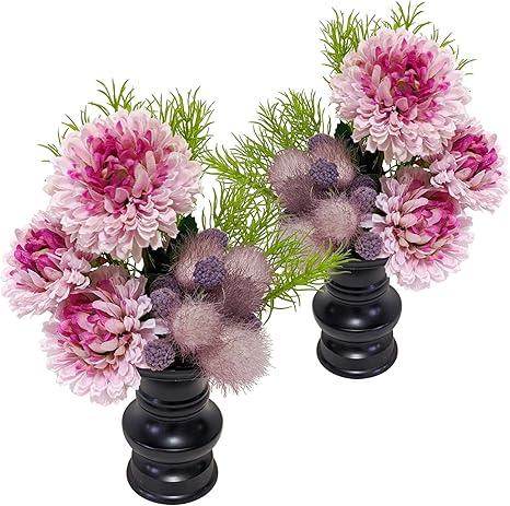 Amazon 仏花ポンポンマムピンク 1対 2束 高級造花 枯れないお花 お手入れ不要 お仏壇 納骨堂 お盆 お彼岸 お供え花 造花 オンライン通販