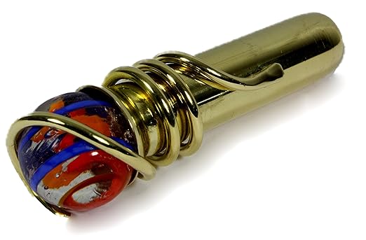 Kaleidoskop/Messing poliert/handgearbeitete bunte Glaskugel / 11 cm lang