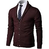 H2H Mens Casual Comfortable Fit Cardigan Sweater Shawl Collar Soft Fabric