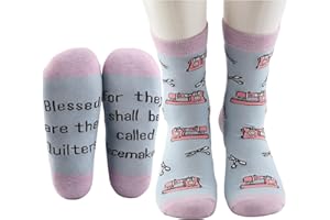 MBMSO Sewing Themed Socks Quilting Gifts for Quilters Funny Sewing Lover Gifts Blessed are the Quilters Crew Socks