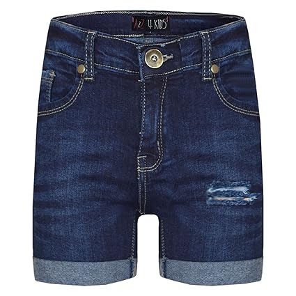 A2Z 4 Kids® Kinder Shorts Mädchen Jungen Denim Zerrissene Chino Bermuda Shorts Casual Knielange Halbe Hose Alter 5 6 7 8 9 10