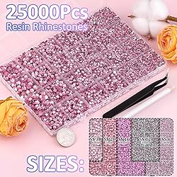 25000Pcs Resin Rhinestones for Crafting, Dark Pink