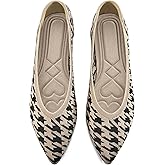 HARENCE Women's Flats Ballet Shoes: Comfortable Pointed Toe Soft Knit Flat Casual Slip On Work Dress Shoes for Walking Wedding Dating