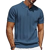 PJ PAUL JONES Mens Polo Shirts Short Sleeve Textured Knit Polo Shirt Ribbed Casual Golf Shirts