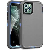 MXX Heavy Duty Case for iPhone 11 Pro Max Case (No Built in Screen Protector) 3-Layer Full Body Protection Shockproof Cover for 11 Pro Max Phone Case 6.5" (Gray/Blue)