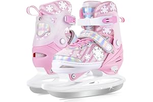 TaroKitc Girls Ice Skates, Adjustable Kids Ice Hockey Skates for Girls Boys Beginners Ages 3-12, Warm Ice Skating Shoes for O