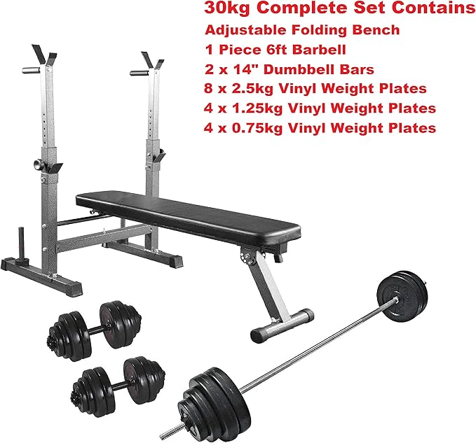 UK Fitness Home Gym Weight Training Set Bench Bars Weights (Bench