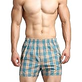 SEAUR Men's Plaid Lounge Shorts Soft Cotton Boxer Shorts Comfort Loose Fit Trunks Casual Pajamas Bottom