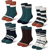 Eyean Kids Merino Wool Socks Boys Girls Thermal Winter Hiking Warm Thick Boot Cozy Toddler Crew Socks 6 Pairs