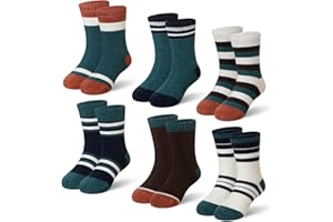 Eyean Kids Merino Wool Socks Boys Girls Thermal Winter Hiking Warm Thick Boot Cozy Toddler Crew Socks 6 Pairs