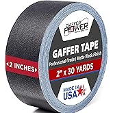 Gaffer Power Black Gaffer Tape 2 Inch x 30 Yards, Pro Grade, Made in USA