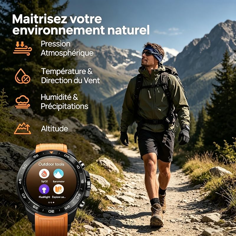 GS Explorer S Montre Connectée Homme, GPS, Corps Militaire& 10ATM — photo 6 sur 8