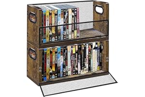 PUTNATRUE DVD/Blu ray Storage Rack, 2 Pack DVD Holders Hold Up To 56 DVDs (28 Each), Stackable DVD Tower also Used for CDs, Video Game Cases, Vhs Taps, Desktop Organizer of Music and Movie Discs