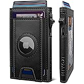 miyozi Airtag Wallet for Men, Slim Pop Up Credit Card Holder RFID Blocking Mens Minimalist wallet for 7-9 Cards ID Window, with Gift Box
