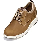 CALTO Men's Invisible Height Increasing Elevator Shoes - Tan Brown Lace-up Premium Leather Casual Derby - 3.3 Inches Taller - J1200 - Size 9 D(M) US